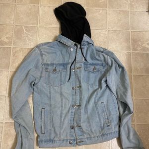 Men’s Jean Jacket with Black Hood